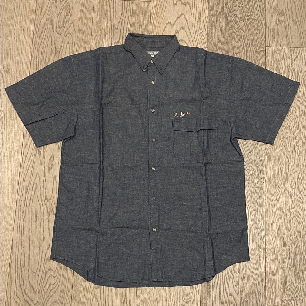 Men's Casual Charcoal Button Down Shirt S/S